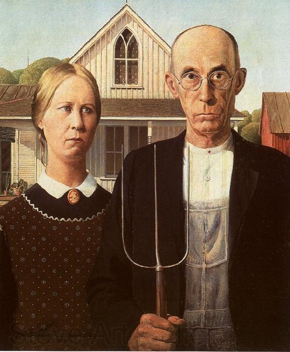 Grant Wood American Gothic Norge oil painting art